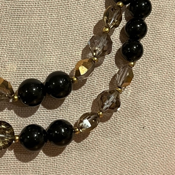 VINTAGE Double Strand‎ Black Beads Glass Beads Necklace - Picture 4 of 9